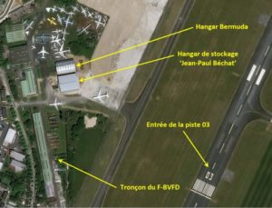Concorde, FD, position du tronçon F-BVFD, vue aérienne, Dugny, Bourget